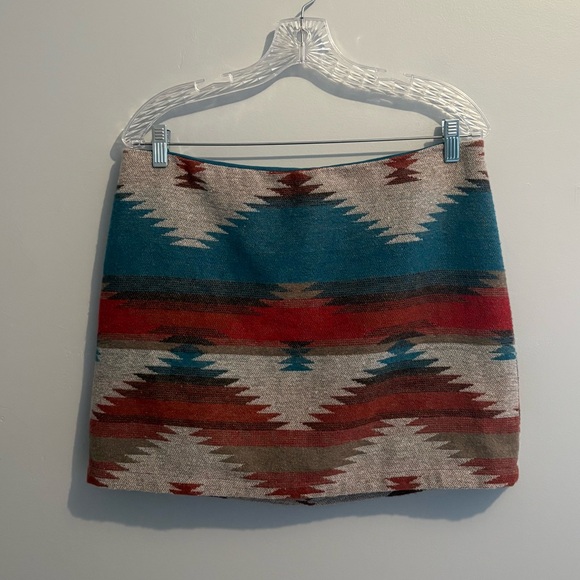 American Eagle Women's 12 Wool-Blend Mini Skirt Western Southwestern Lined Blue - Picture 8 of 16